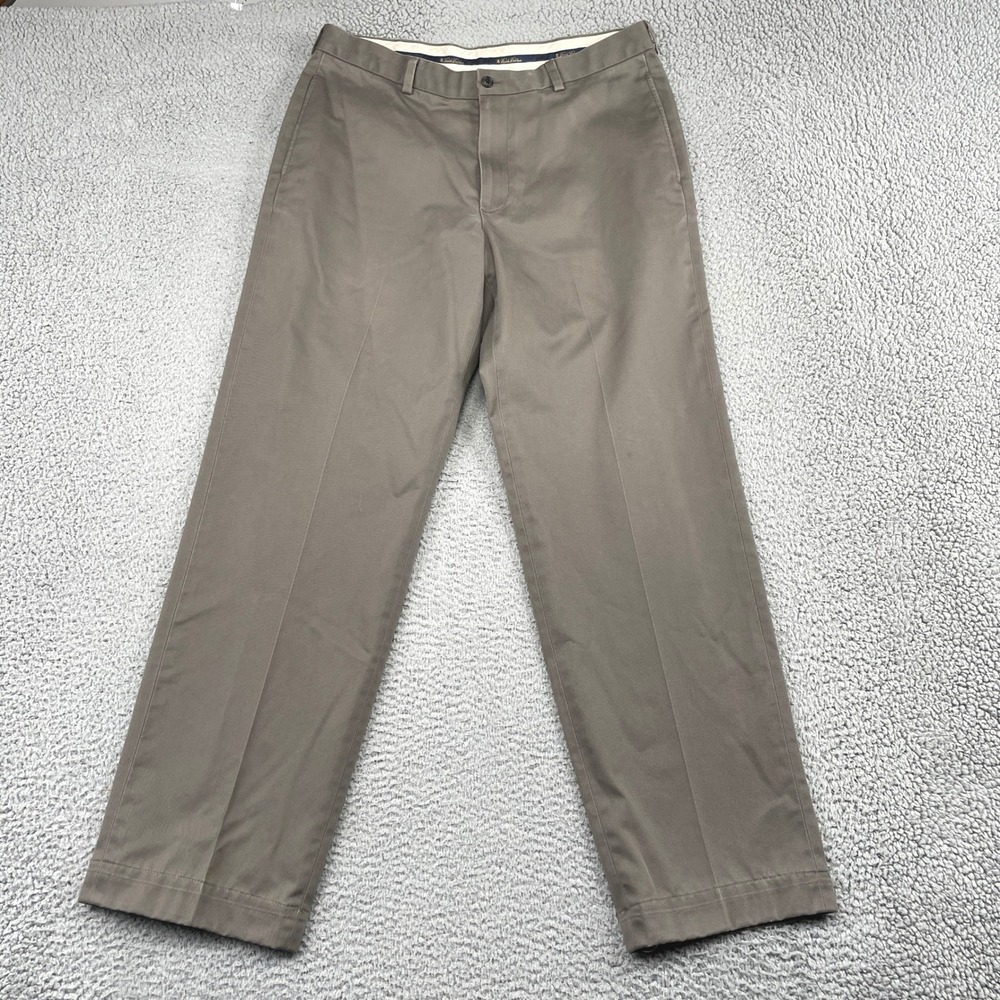 Brooks Brothers Chino Mens 36x33 Brown Advantage Chino Hudson Flat Front Cotton